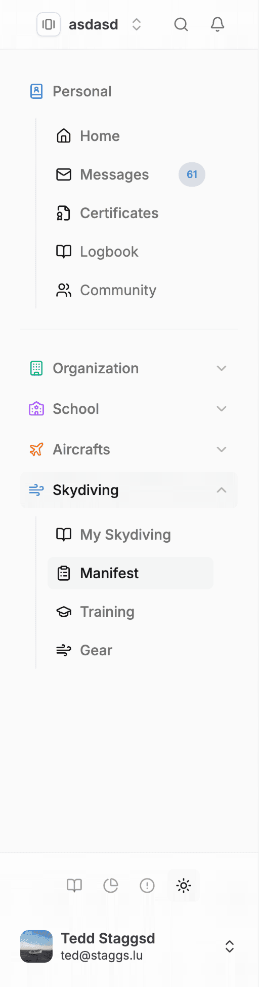Dropzone dashboard sidebar